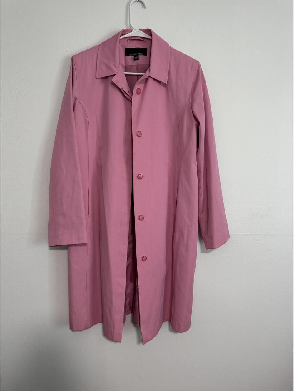 Pink Longline Coat Jacket Size M Cotton Blend Coquette Fall Church Sunday